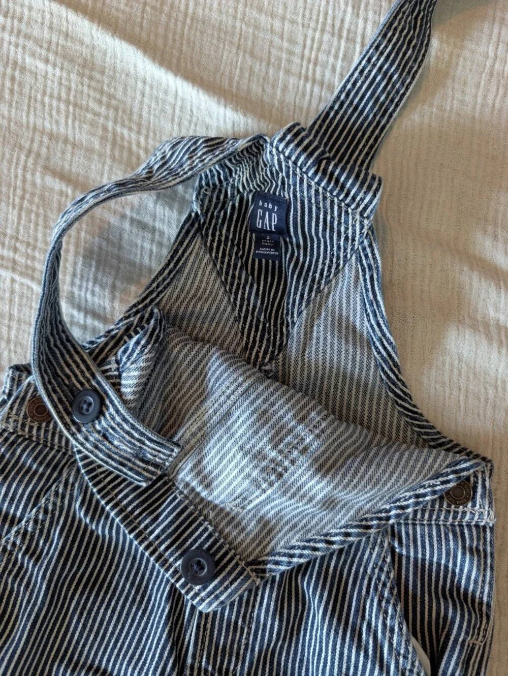GAP Navy and White Pinstripe Kids Overalls